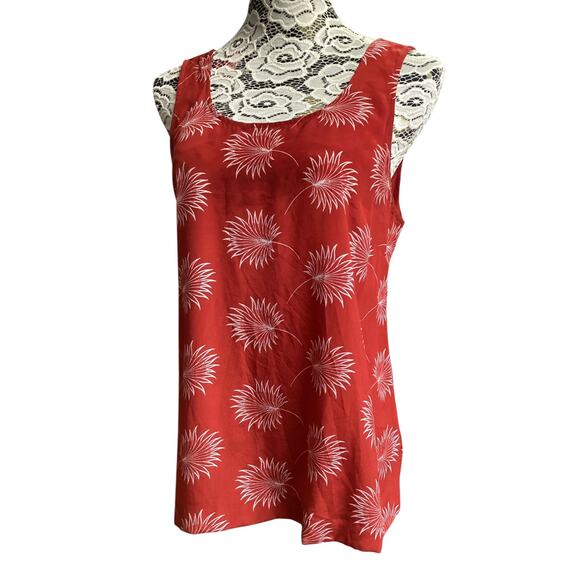 Madewell Lookout Bow Back Red Floral Silk Tank Top sz L - Picture 1 of 5
